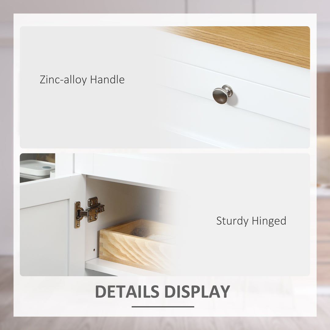 HOMCOM Buffet Cabinet Sideboard with 2 Drawers, 3 Storage Cabinets, Glass Doors and Adjustable Shelves, White