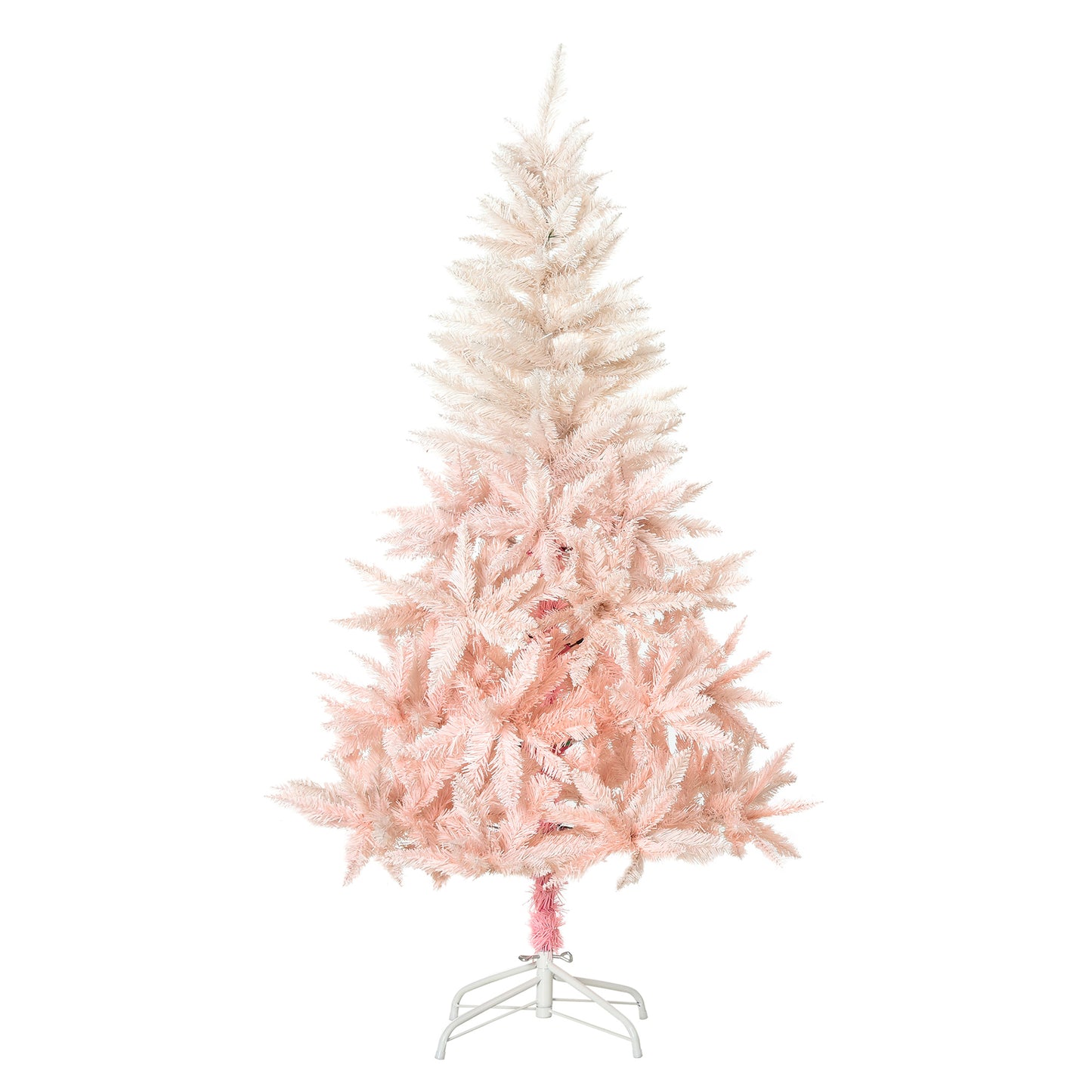 HOMCOM 6ft Artificial Christmas Tree Home Decoration Automatic Open  White and Pink