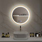 HOMCOM 24" Round Bathroom Mirror with LED Lights, Wall Mounted Vanity Mirror with Anti-Fog Pad, Time and Temp Display, Gold