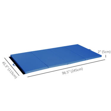 Soozier 4'x8'x2" Folding Gymnastics Tumbling Mat, Exercise Mat with Carrying Handles for Yoga, MMA, Martial Arts, Stretching, Core Workouts, Dark Blue