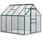 Outsunny 6' x 12' x 6.5' Walk-in Greenhouse, Polycarbonate Greenhouse with Adjustable Roof Vent, Base, Sliding Door, Clear