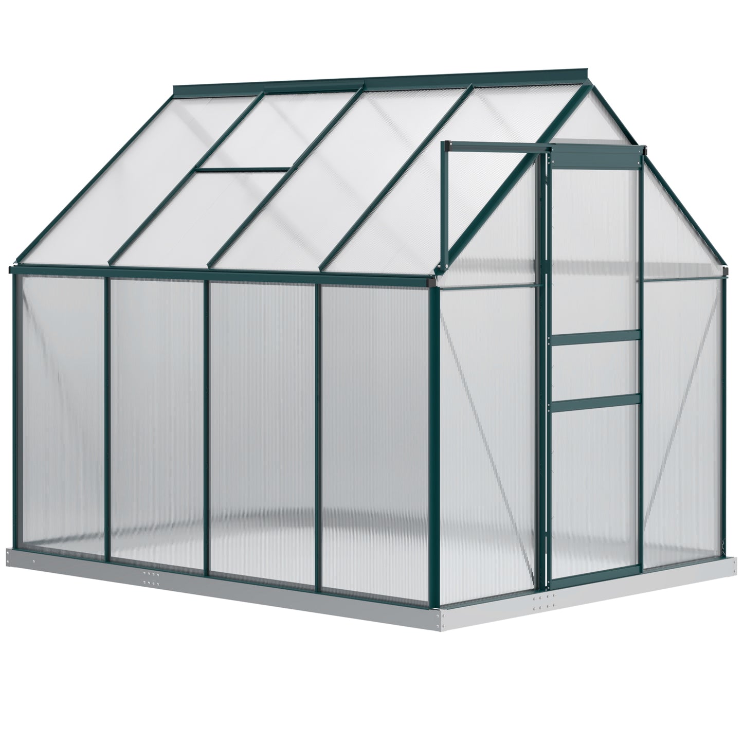 Outsunny 6' x 12' x 6.5' Walk-in Greenhouse, Polycarbonate Greenhouse with Adjustable Roof Vent, Base, Sliding Door, Clear