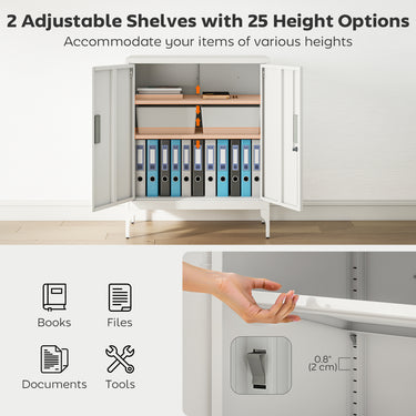HOMCOM Office Storage Cabinet with Lock, Filing Cabinet with Adjustable Shelves and Doors for Home Office, Garage, White