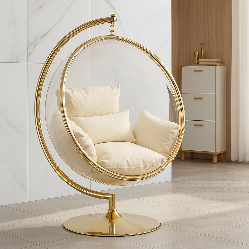 Aerylo Hammocks Golden Outdoor Acrylic Egg Hanging Chair Swings