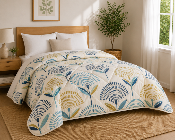 Aarniva Breathable Polyester Comforter Set | King/Queen | 250 GSM | Ultra-Soft & Cozy | Designed | Includes 2 Pillow Covers