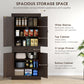 HOMCOM 71" Freestanding Kitchen Pantry with 4 Doors and 2 Cabinets, Tall Storage Cabinet for Kitchen, Distressed Coffee