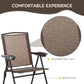 Outsunny Folding Outdoor Bistro Set, Patio Table and Chairs with Reclining Backrest and Round Dining Table, Brown