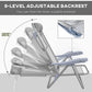 Outsunny Set of 2 Fishing Chairs, Camping Chairs with Adjustable Backrest and Headrest, Folding Chair for Outdoor, Light Grey