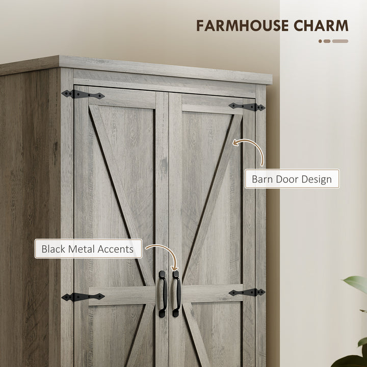 HOMCOM Farmhouse Kitchen Pantry Storage Cabinet, 64" Freestanding Kitchen Pantry Cabinet with Drawers, Distressed White