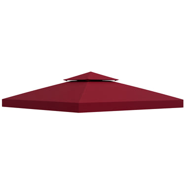 Outsunny 10' x 10' Square 2-Tier Gazebo Canopy Replacement Top Cover Outdoor Garden Sun Shade, Wine Red