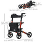 HOMCOM Rollator for Seniors with Seat, Back, Cane Holder, Aluminium Folding Rolling Walker with Adjustable Handle, Bag, Blue