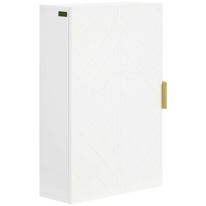 kleankin Bathroom Medicine Cabinet, Modern Wall Cabinet with Adjustable Shelves and Single Door for Laundry Room