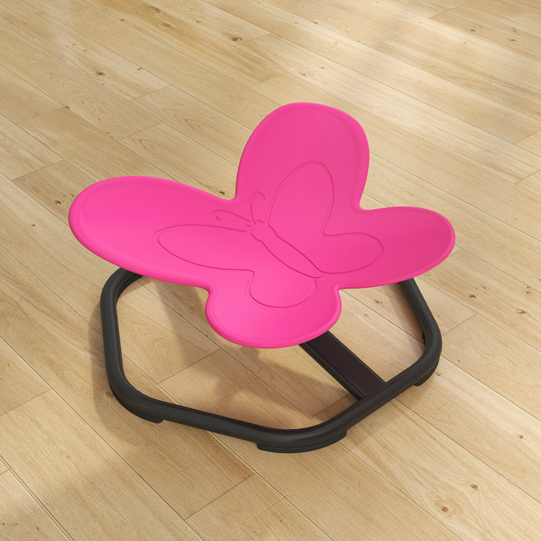 Qaba Butterfly-Shaped Kids Swivel Chair, Non-Slip Sit and Spin Sensory Chair for Training Body Coordination, Pink
