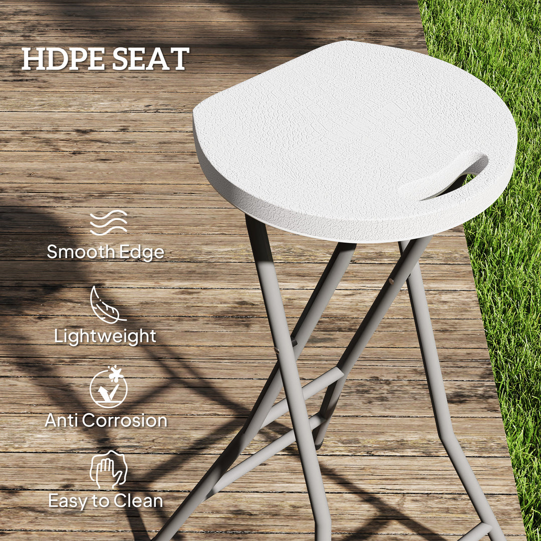 Outsunny Set of 4 Folding Outdoor Bar Stools, 29" Counter Height Stools with Handle, Indoor Outdoor Stool Chair with Footrest