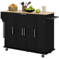 HOMCOM Modern Rolling Kitchen Island Cart with Drawers, Natural Wood Top, Towel Rack, Door Storage Cabinet, White