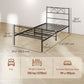 HOMCOM Metal Full Platform Bed Frame with Headboard, Steel Slat Support, Underbed Storage, No Box Spring Needed, Easy Assembly