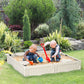 Outsunny Kids Outdoor Sandbox with Canopy, Bottom Fabric Liner, Brown