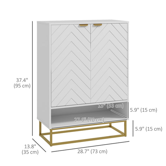 HOMCOM Entryway Shoe Cabinet, Shoe Storage Cabinet with Adjustable Shelf for 12 Pairs of Shoes, White