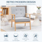 HOMCOM Mid-Century Accent Chair Modern Fabric Upholstered Tufted Back Lounge Sofa Seat - Grey