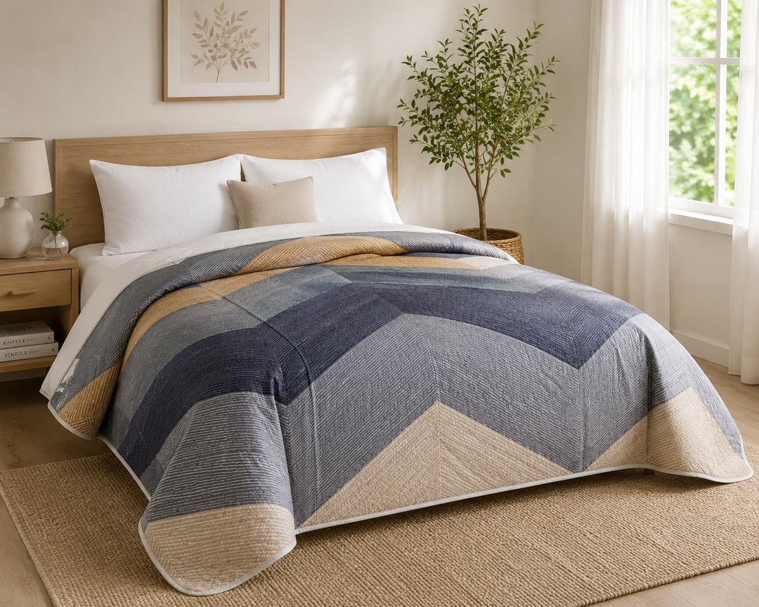 Aarniva Breathable Polyester Comforter Set | King/Queen | 250 GSM | Ultra-Soft & Cozy | Design Patterns | Includes 2 Pillow Covers