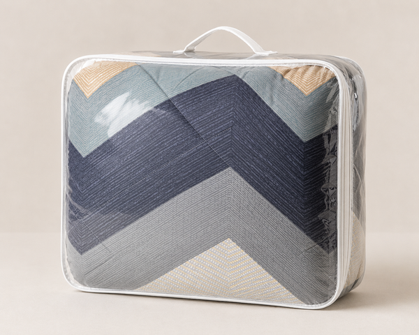 Aarniva Breathable Polyester Comforter Set | King/Queen | 250 GSM | Ultra-Soft & Cozy | Modern Chevron | 5-Piece Set