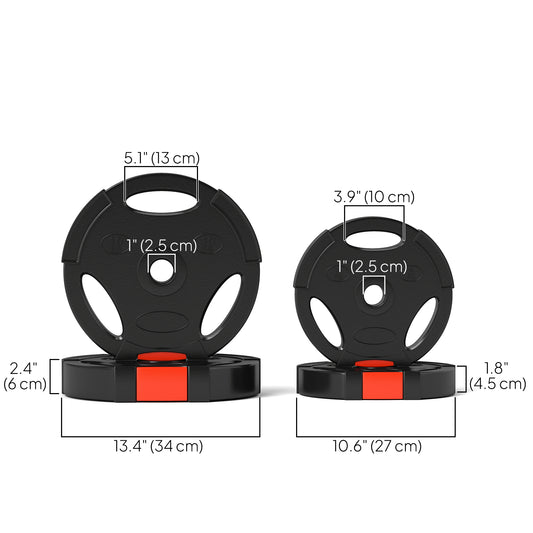 Soozier 1-Inch Weight Plates, Barbell Weights Set for Weightlifting and Strength Training, 2 x 22lbs + 2 x 11lbs