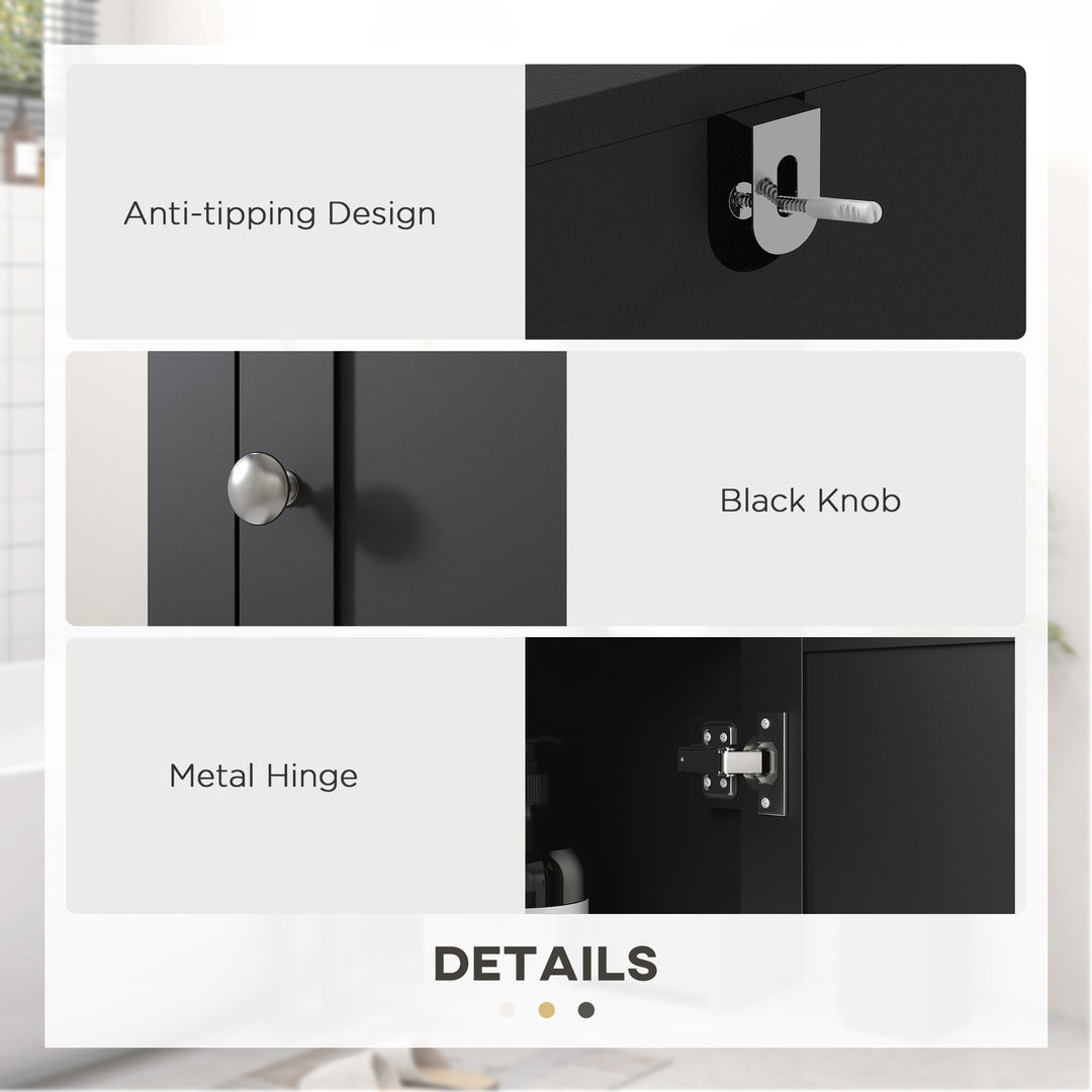 HOMCOM Tall Medicine Cabinet, Freestanding Bathroom Storage Cabinet with Shelves and 2 Cupboards, Bathroom Organizer, White