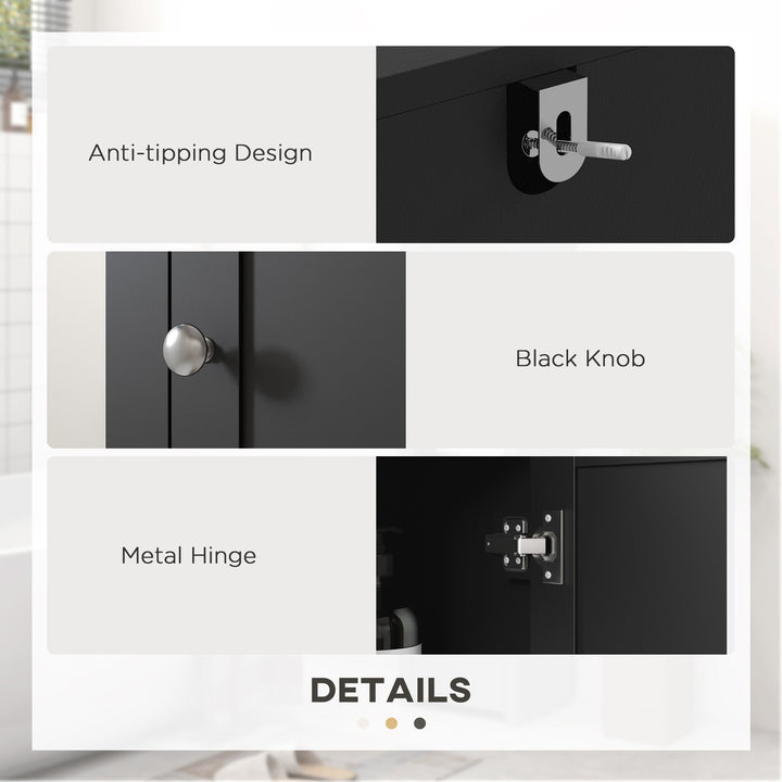 HOMCOM Tall Medicine Cabinet, Freestanding Bathroom Storage Cabinet with Shelves and 2 Cupboards, Bathroom Organizer, White