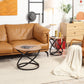 HOMCOM Industrial End Table with Round Tabletop, Sofa Side Table with Steel Frame, 15.7"x15.7"x19.7", Light Brown