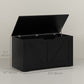 HOMCOM 31.5 Inches Storage Chest, Storage Trunk with 2 Safety Hinges, Wooden Box for Living Room, Black Wood Grain
