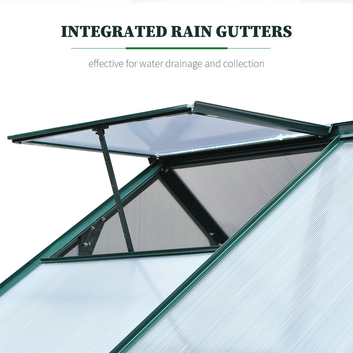 Outsunny 6.2' x 6.3' x 6.6' Clear Polycarbonate Greenhouse Large Walk-In Green House Garden Plants Grow Galvanized Base Aluminium Frame w/ Slide Door