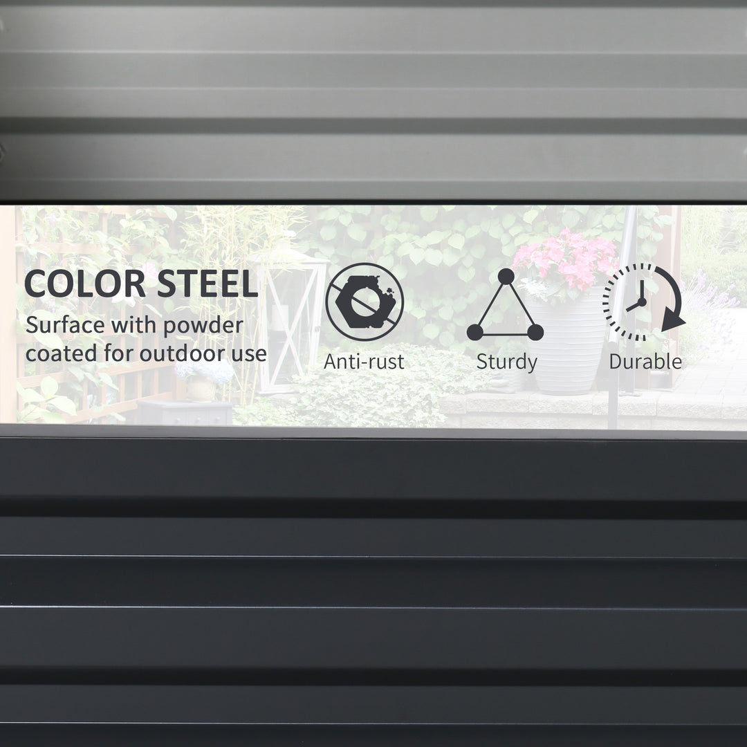 Outsunny 4' x 4' x 1' Raised Garden Bed Galvanized Steel Planter Box for Vegetables, Flowers, Herbs, Green