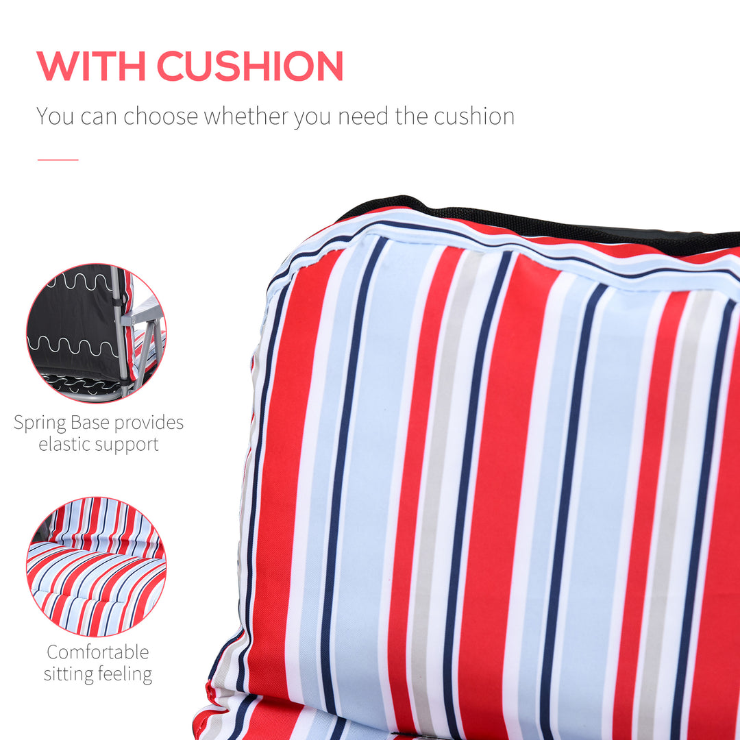 Outsunny Set of 2 Garden Sun Lounger, Outdoor Reclining Seat Cushioned Seat, Foldable Adjustable Recliner, Grey and Blue