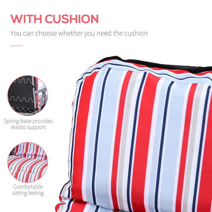 Outsunny Set of 2 Garden Sun Lounger, Outdoor Reclining Seat Cushioned Seat, Foldable Adjustable Recliner, Grey and Blue