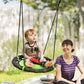 Qaba 39 inch Saucer Tree Swing Set for Kids with Adjustable Hanging Ropes for Outdoor, Backyard, Green