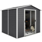 Outsunny 8' x 7' Outdoor Storage Shed, Galvanized Steel Metal Garden Shed with Lockable Doors, Floor Frame, Vents, Lock and Gloves for Backyard, Lawn, Patio, Teak