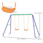 Outsunny Kids Swing Set Outdoor Metal Swing Frame with Double Swing Seats for 1-2 Children Aged 3-8 Years Old
