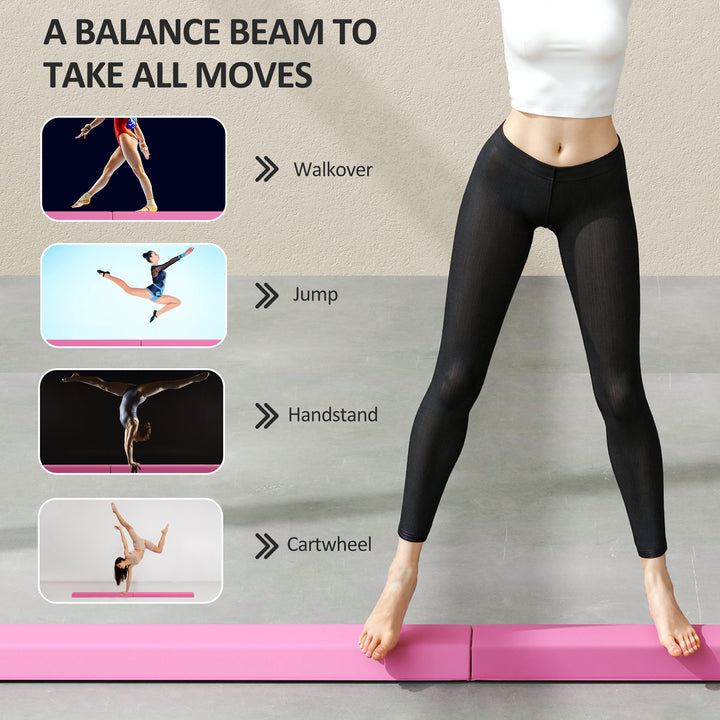 Soozier 7.7ft Folding Balance Beam, Gymnastics Equipment with Anti-Slip Bottom for Kids Home Training, Red