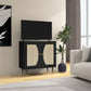 HOMCOM Boho Buffet Cabinet with Adjustable Shelf and Rattan Decorated Doors, TV Cabinet for TV up to 42 Inches, Black