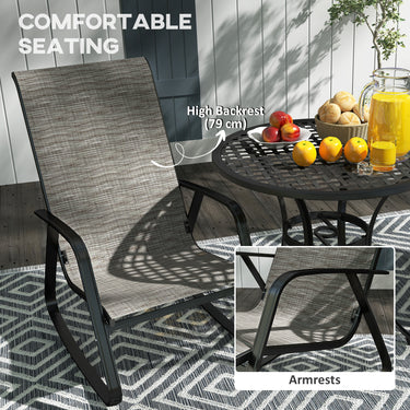 Outsunny Set of 2 Patio Rocking Chairs, Outdoor Rocking Chairs with High Backrest, Armrests for Backyard, Garden, Light Brown