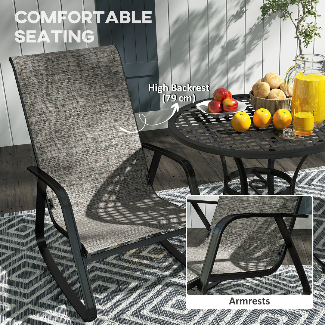 Outsunny Set of 2 Patio Rocking Chairs, Outdoor Rocking Chairs with High Backrest, Armrests for Backyard, Garden, Light Brown