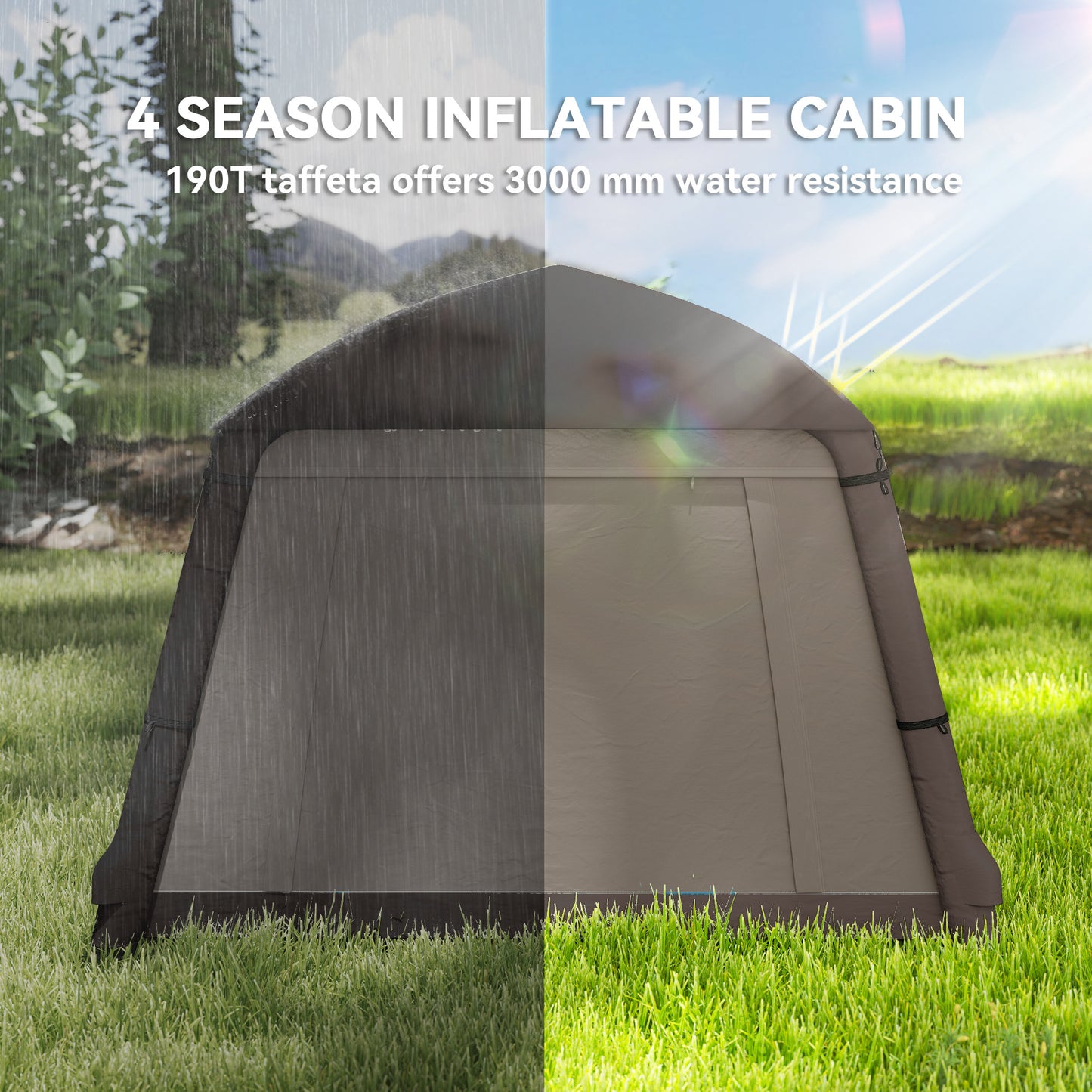 Outsunny Inflatable Camping Tent, 1-2 Person Glamping Tent with Hand Pump, Blow Up Tent with Doors, Carry Bag, Khaki and Brown