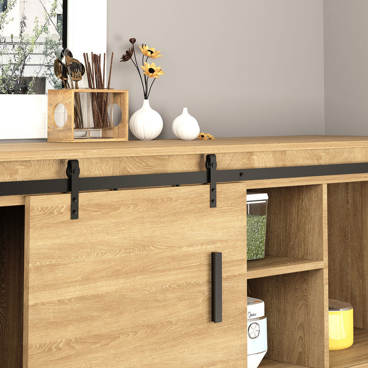 HOMCOM 6FT Mini Barn Door Hardware Kit, Sliding Barn Door Cabinet Hardware Kit for 19.7" Wide Door, Black