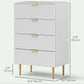 HOMCOM Modern Chest of Drawers 4 Drawer Dresser for Bedroom with Gold Legs and Handles, White