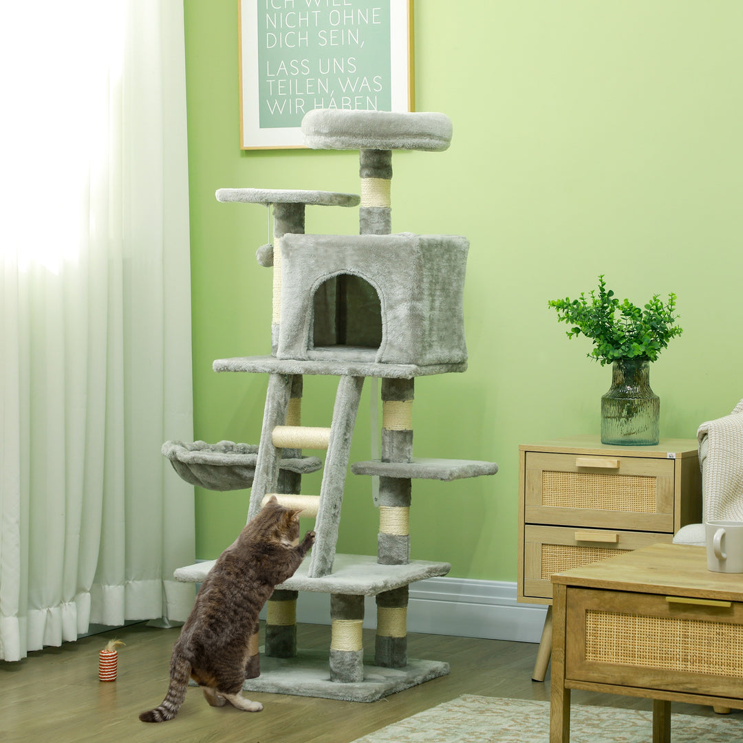 PawHut 49 Inch Large Cat Tree for Indoor Cats, Light Grey