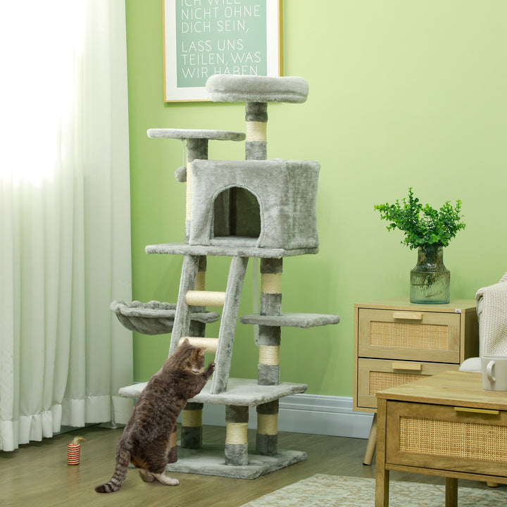 PawHut 49 Inch Large Cat Tree for Indoor Cats, Light Grey