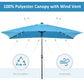 Outsunny 6.5x10ft Patio Umbrella Rectangle Solar Powered Tilt Aluminum Outdoor Market Parasol with LEDs Crank (Turquoise)