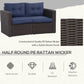 Outsunny 2 Seat Patio Loveseat Deluxe Wicker Sofa Chair Outdoor Rattan Furniture Couch All Weather with Cushion for Balcony, Deck, Garden and Poolside, Grey