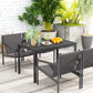 Outsunny Rectangular Outdoor Dining Table, 4-Seat Patio Table with PE Rattan Wicker Tabletop for Backyard and Lawn, Grey