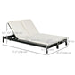 Outsunny Wicker Double Chaise Lounge Chair Outdoor Recliner 2 Person Rattan Patio Reclining Sunbed Furniture Cushioned w/Adjustable Backrest, Cream White